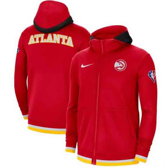 Men Atlanta Hawks Nike 75th Anniversary Performance Showtime Full Zip Hoodie Jacket  Red